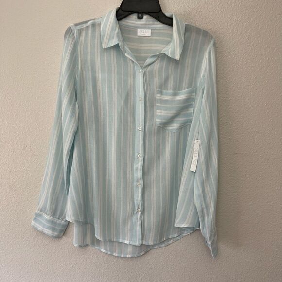 Abound Semi Sheer Button Down Blouse Size Small NWT - Picture 1 of 4